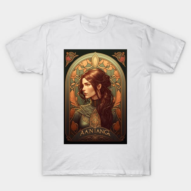 Determined Female Knight T-Shirt by ArtNouveauChic